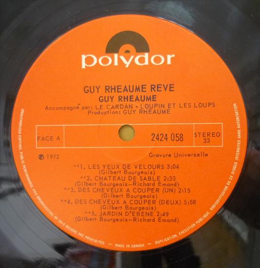 Guy Rhaume - Guy Rhaume Rve 1972 - Guy Rheaume Record1.jpg